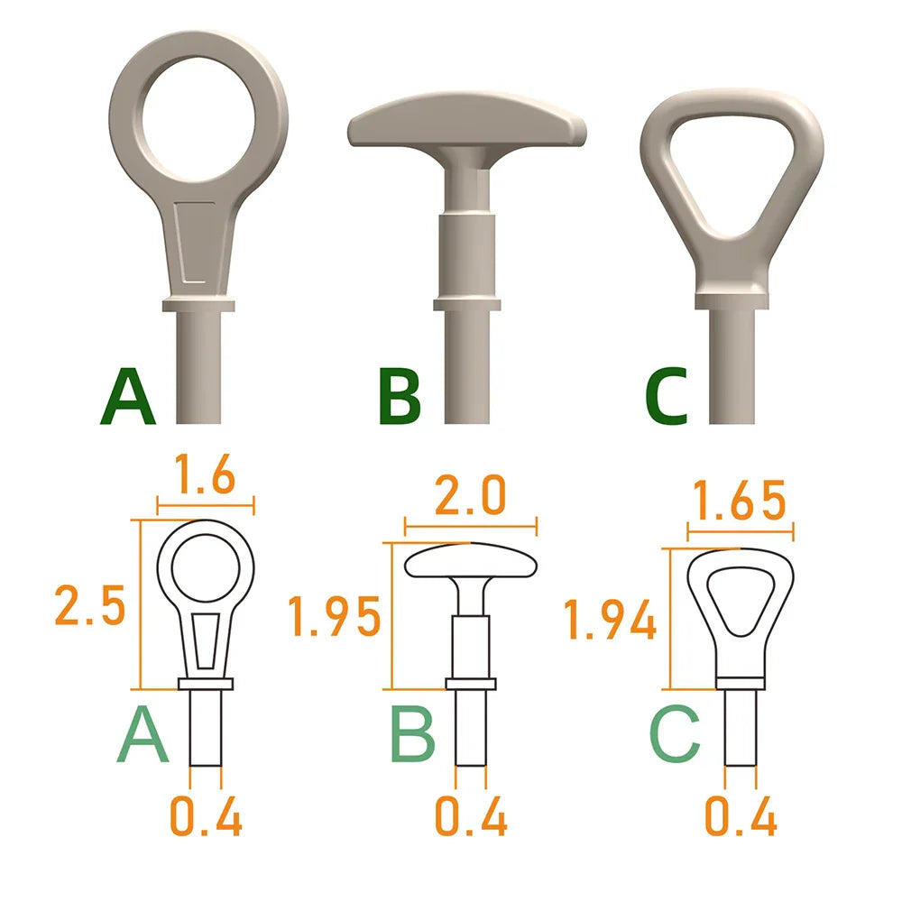GN Model 3D-printed 1/24 oil dipstick handles A B C in beige plastic