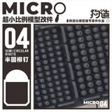 3D-printed black semicircular rivets model micro 04 for scale models