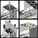 Silver industrial-grade plastic and metal injection molding machine with red laser guide for precision bench vise and small parts