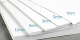 White EVA foam sheets 1-10mm thick labeled for hot wire cutting