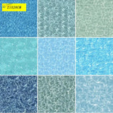 9 water surface pattern stickers in blue-green ripples and tiles