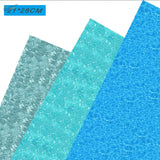 Three blue turquoise water surface pattern vinyl sheets with rippling design