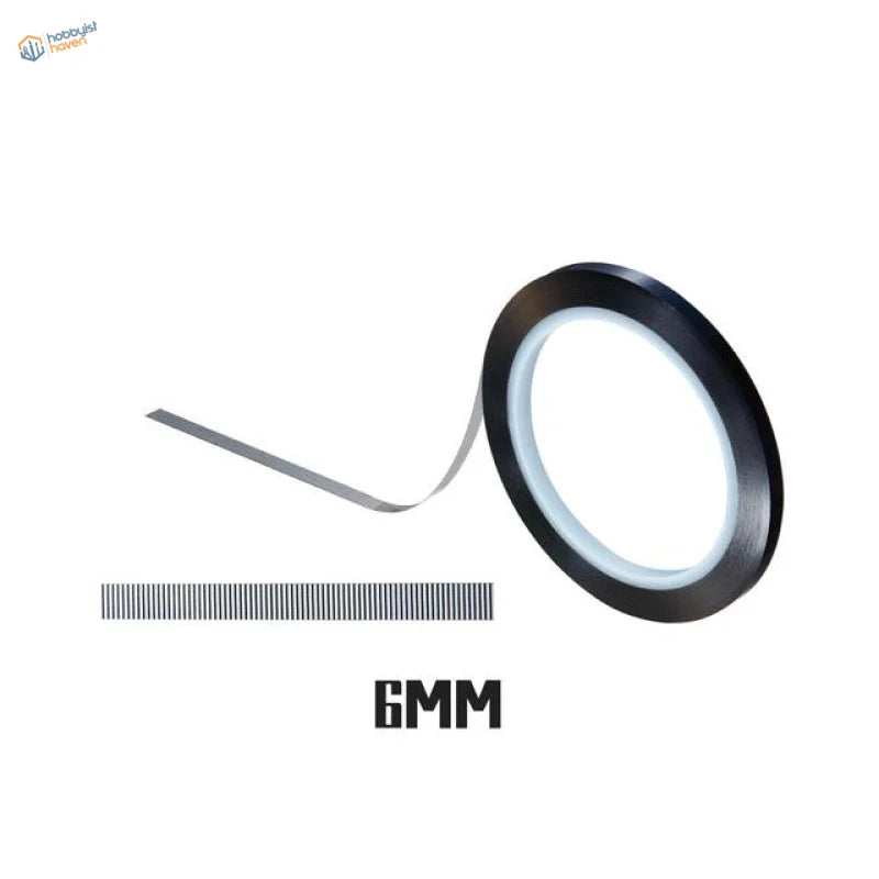 DSPIAE carving guide tape: black 6mm roll with silver strip, grid pattern