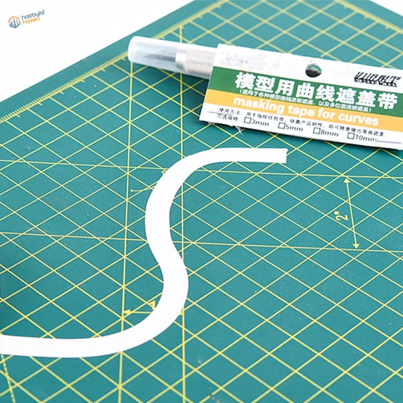 2-10mm flexible masking tape for curves on green cutting mat