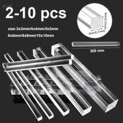 Transparent square rods multisize, clear acrylic 3x3mm to 10x10mm, 2-10pcs