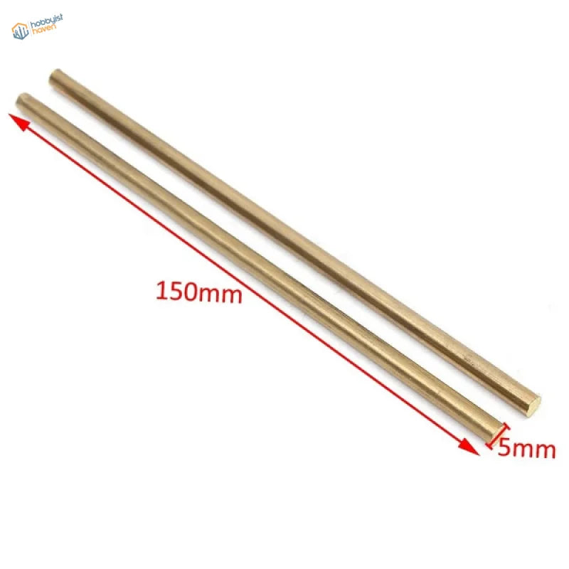 Two polished 150mm brass rods, 5mm diameter, for scale modeling tools