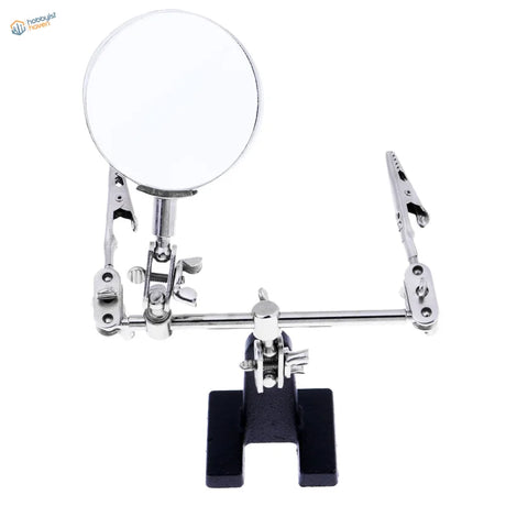 Silver 2.5x magnifying glass with alligator clips for soldering scale modeling
