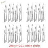 20 sterile carbon steel scalpel blades no.11 with handles