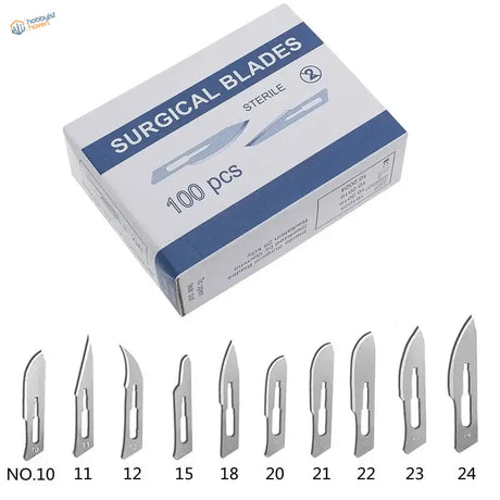 Carbon steel scalpel blades 100 pcs sterile pack with handles
