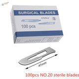 Carbon steel scalpel blade with sharp edge and notch, sterile silver steel