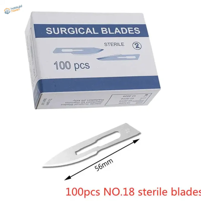 Carbon steel scalpel blade #18, 56mm sterile model for medical use