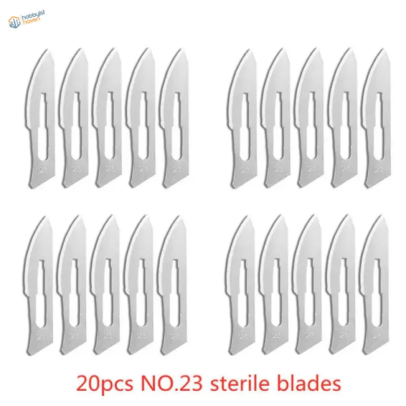 20 carbon steel scalpel blades #23 sterile silver finish