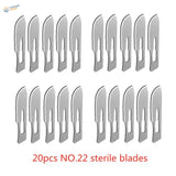 20 carbon steel scalpel blades #22 sterile sharp edges