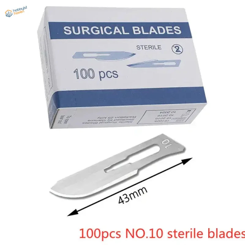 Carbon steel scalpel blade no.10, 43mm silver finish for medical use