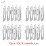 20 carbon steel scalpel blades model 23 in 4 rows of 5