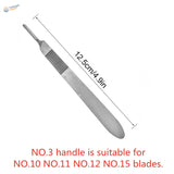 Carbon steel scalpel with textured handle and sharp blade