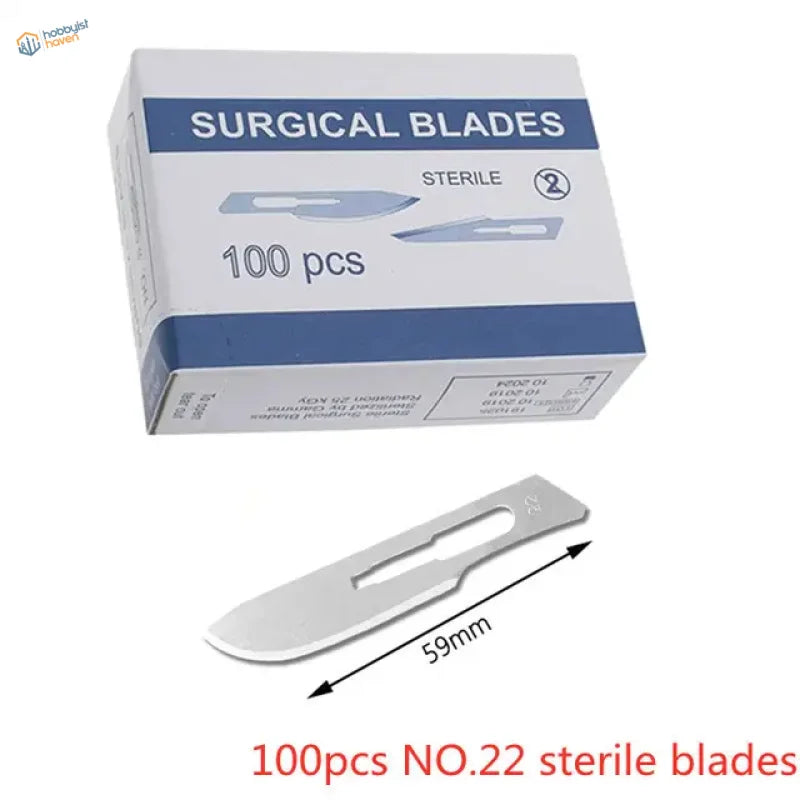 Carbon steel scalpel blade model 22, 59mm silver finish for medical use