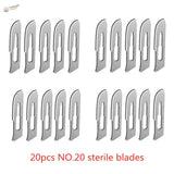 20 sterile carbon steel scalpel blades model 20, polished finish