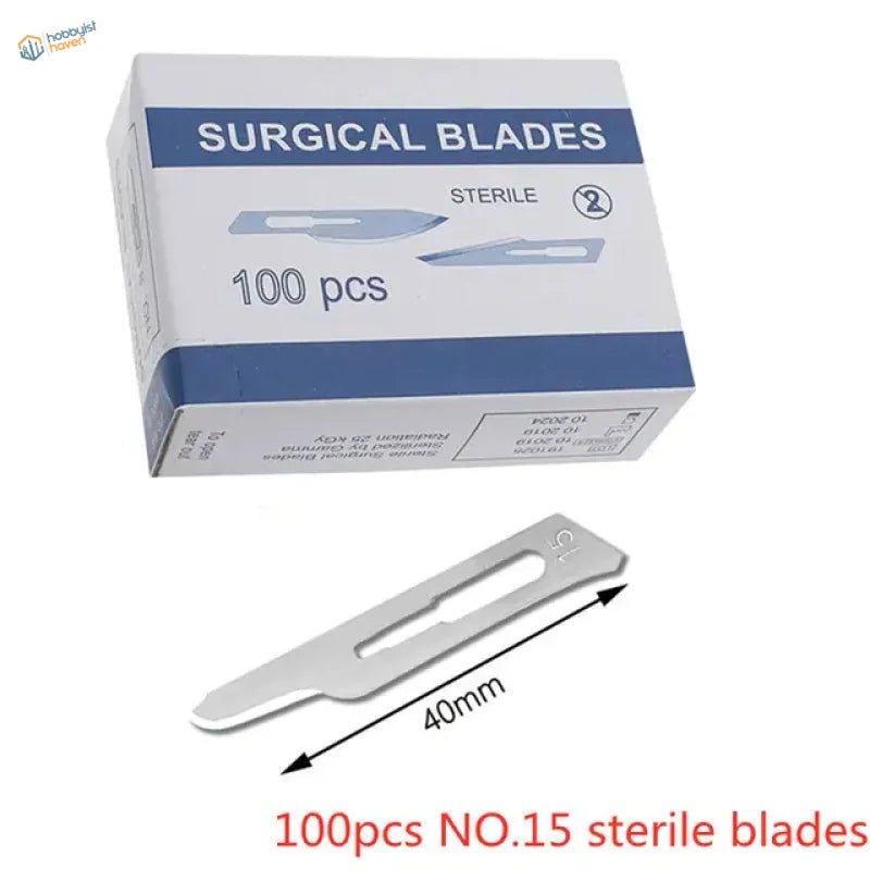 Carbon steel scalpel blade, sterile silver 40mm surgical blade
