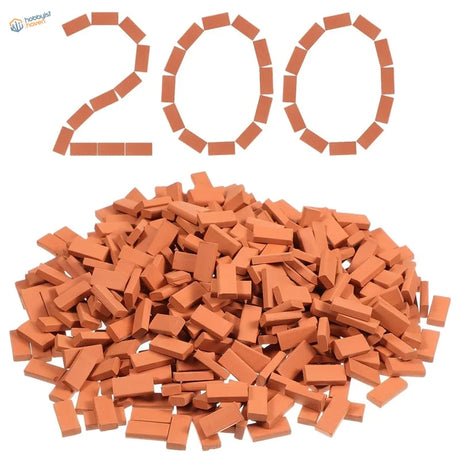 Pile of 200 orange pcs miniature bricks for landscaping dioramas