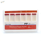 200pcs 0.02 taper absorbent paper points in clear container, 25 color-coded