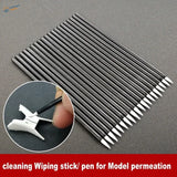 200pcs disposable round brushes with black metal pens and white tips for model cleaning
