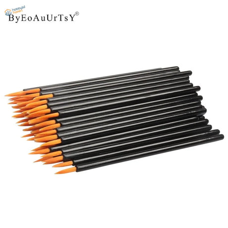 200pcs disposable round brushes with black handles and orange tips by Byeoauurtsy
