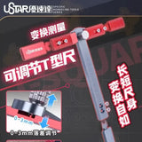 UStar adjustable T-shaped ruler, red silver precision hobby tool