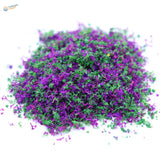 Vibrant purple green flowery tree powder moss pile, 20g miniature textured leaves