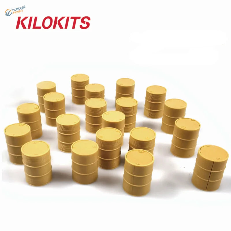 20pcs 1/35 yellow plastic oil drums by Kilokits for scale modeling tools