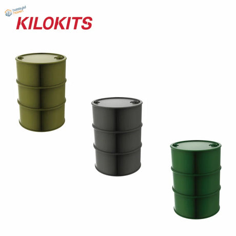 Three Kilokits 1/72 olive green metal drums for model making accessories