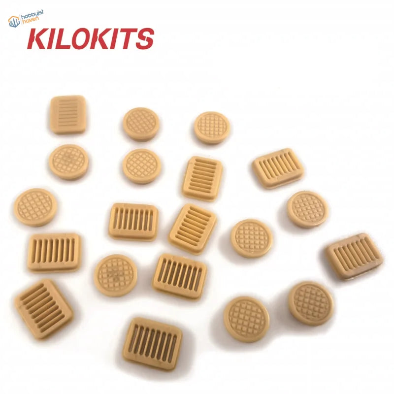20pcs 1/72 tan Lego-compatible sewage covers for urban dioramas