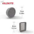 Gray Kilokits silicone sewage covers with grid slots for 1/72 urban dioramas