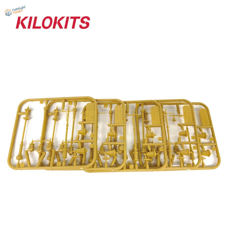 Yellow plastic model kit sprues of 20pcs 1/72 street lamps by kilokits for precision hobby tools and scale modeling tools