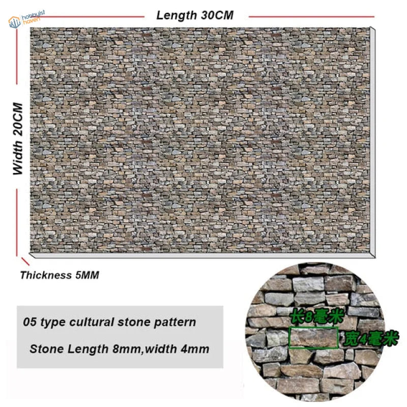 20x30cm soft PVC panels with 30cm by 20cm stone wall pattern