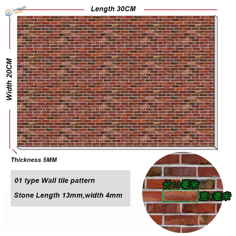 20x30cm soft PVC panels red brick wall tile pattern 5mm thick