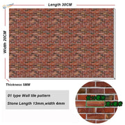 20x30cm soft PVC panels with red brick wall tile pattern texture