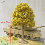 22cm artificial tree with yellow-green foliage before tan tank for scale modeling