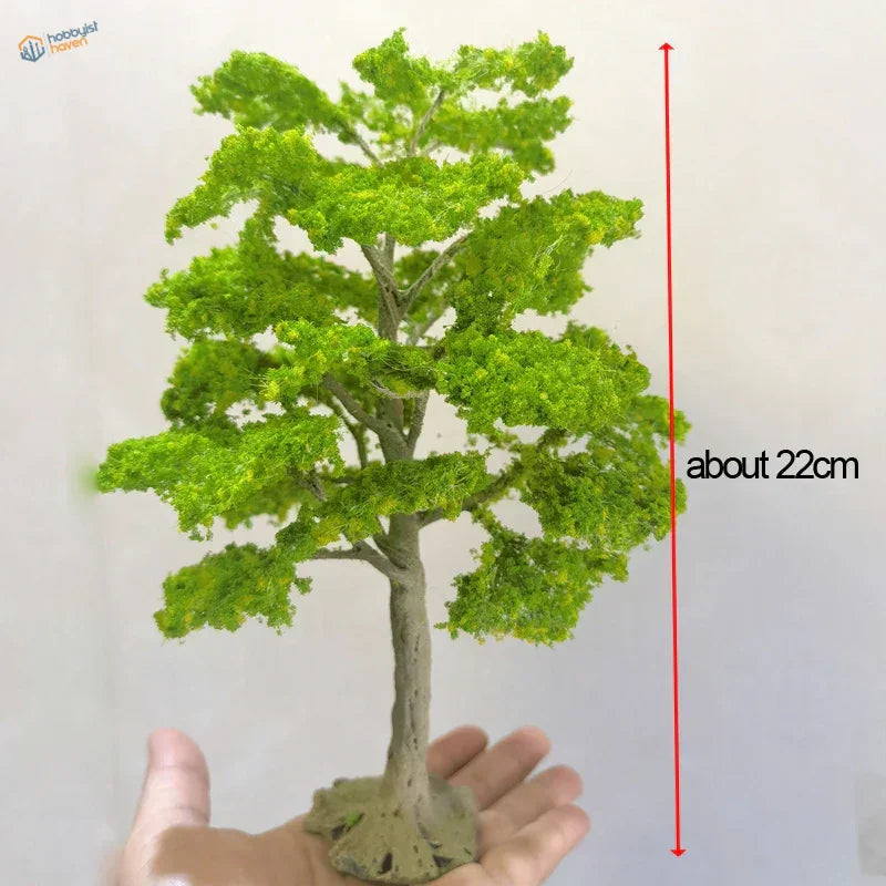 Miniature green artificial tree for scale modeling, 22-30cm with textured foliage