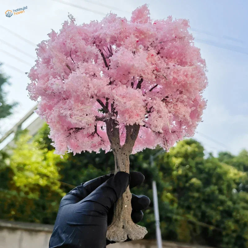 Delicate pink artificial cherry blossom tree for scale modeling, 22-30cm