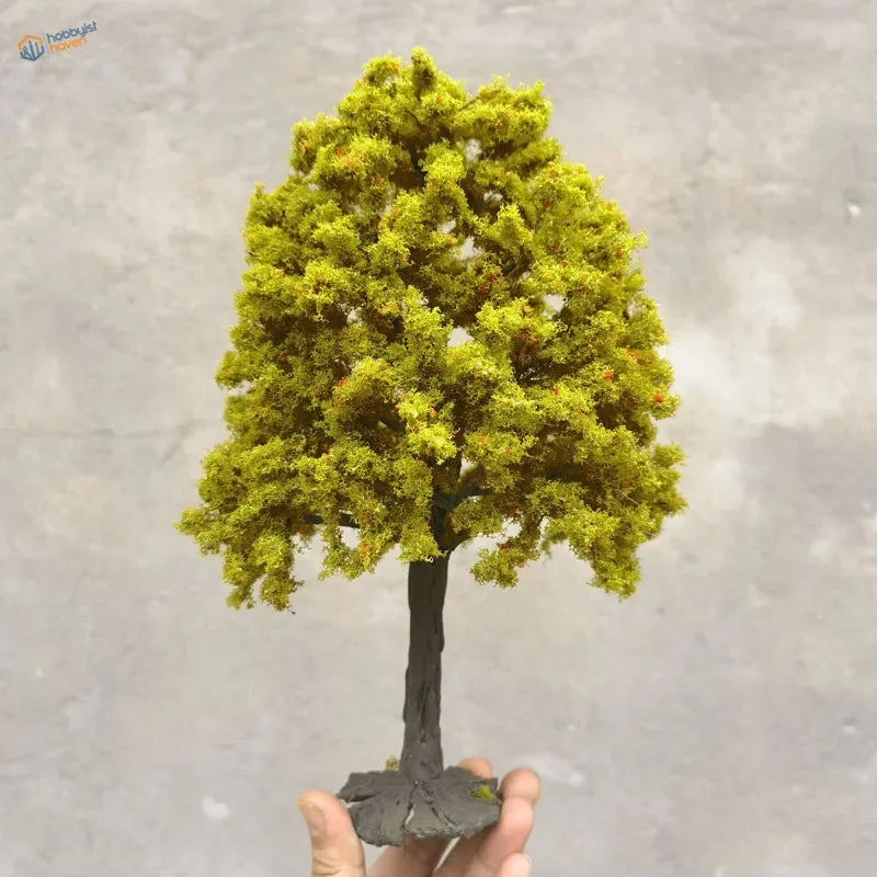 Handheld 22-30cm artificial tree for scale modeling with vibrant green foliage