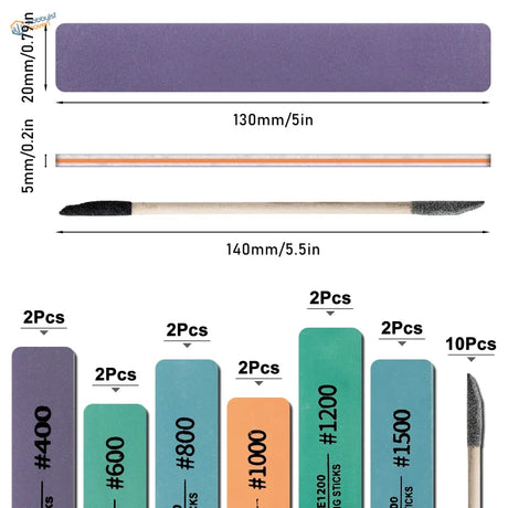 Purple 20mm x 130mm sanding block for 22pcs #400-1500 sanding sticks, tight spaces