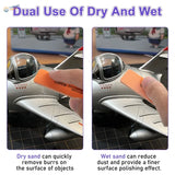 Orange dual-use sanding block for tight spaces in scale modeling tools