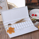 24 grid watercolor paint palette in white plastic with wheat stalk accents