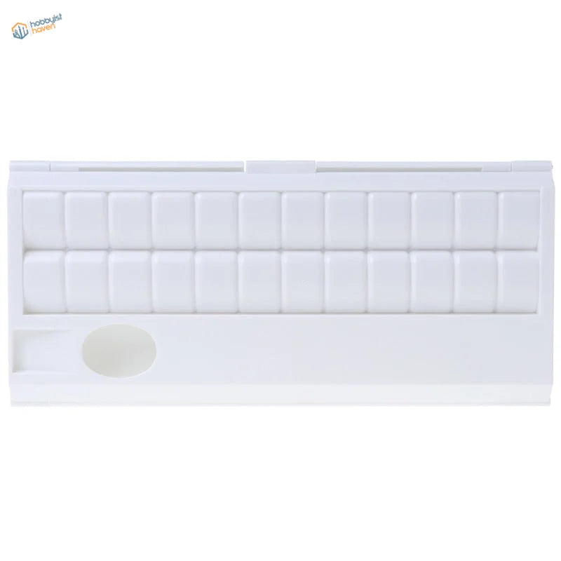 24 grid watercolor paint palette, white plastic with 24 square compartments