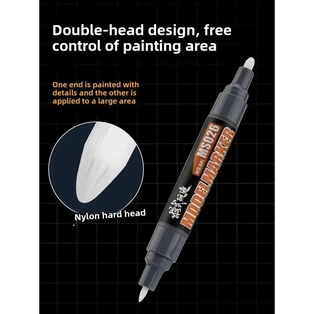 12pcs double-headed black marker with fine tip for small details, broad for large surfaces