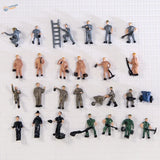 25pcs Ho Scale 1:87 model railway workers figurines in various uniforms