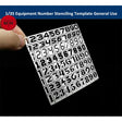 1/35 1/100 numbers stencil: white plastic template with black cut-out scale numbers