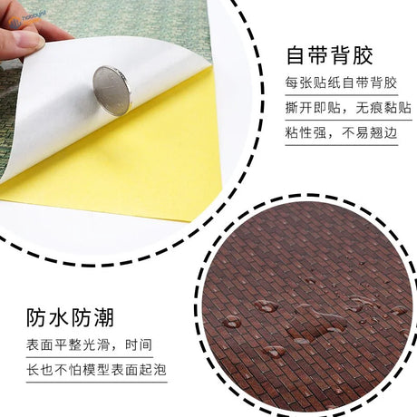 280x420mm yellow adhesive-backed brick wall sticker back view