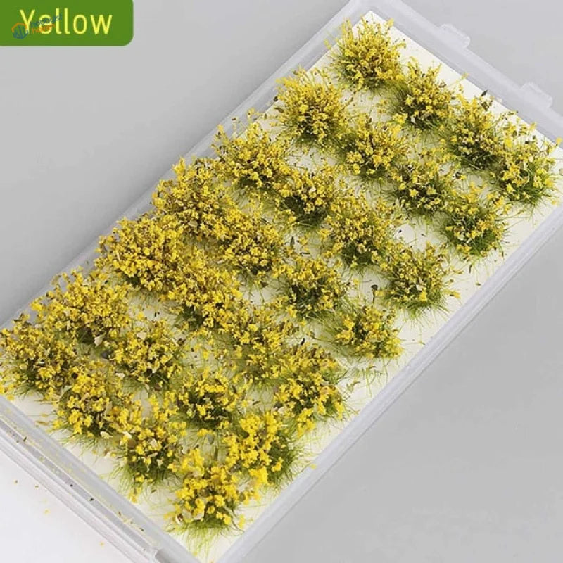 28pcs/set exquisite miniature flower clusters in yellow, clear container